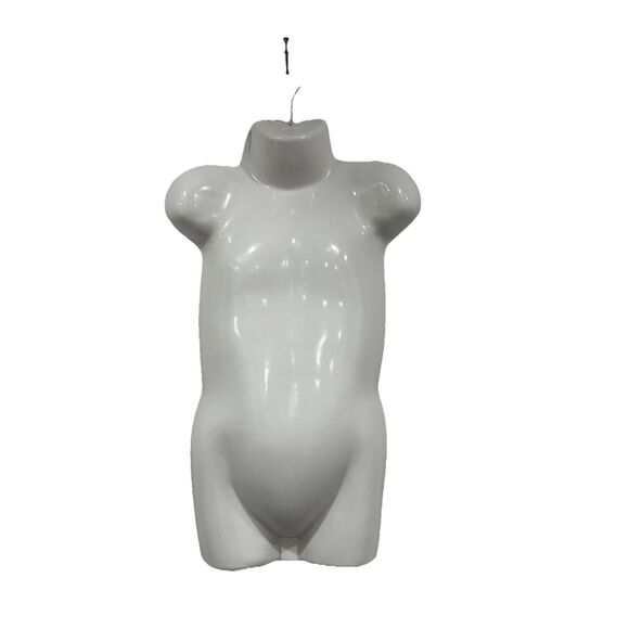 Child Mannequin Torso Hanging Dress Form White Kid Hollow Back Plastic w/ Hanger - Picture 5 of 9